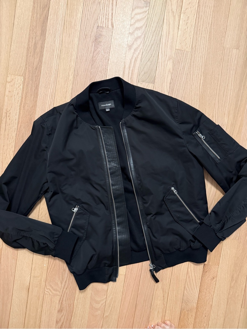 Like new Mackage Men's Black Bomber Jacket